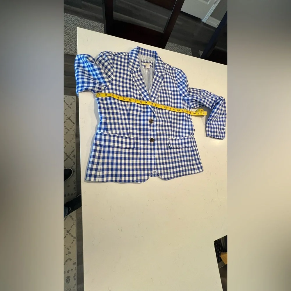 J. Crew Gingham Linen Schoolboy Blazer Jacket Sz 12 - Picture 10 of 11